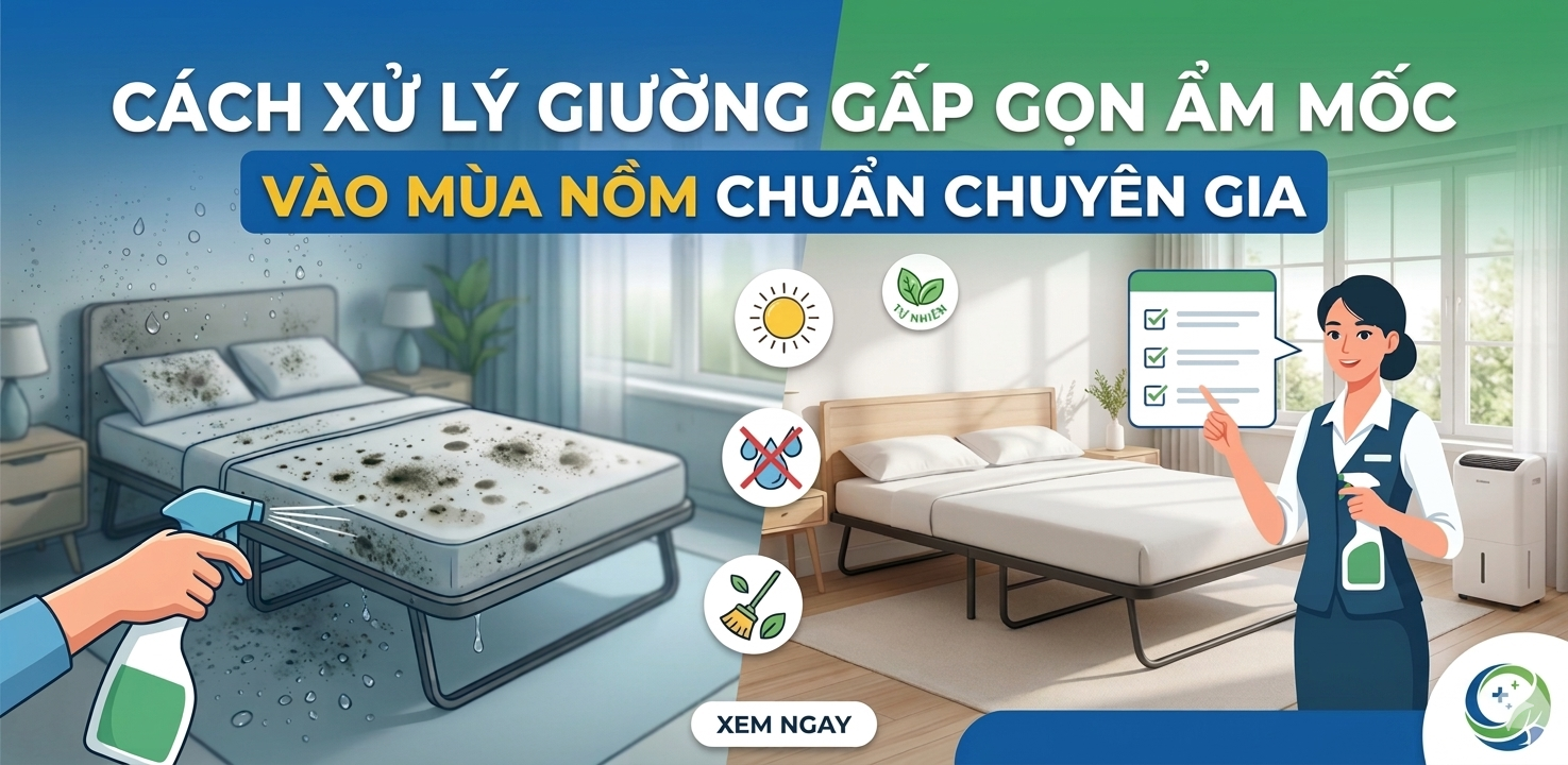 CÁCH XỬ LÝ GIƯỜNG GẤP GỌN ẨM MỐC VÀO MÙA NỒM CHUẨN CHUYÊN GIA
